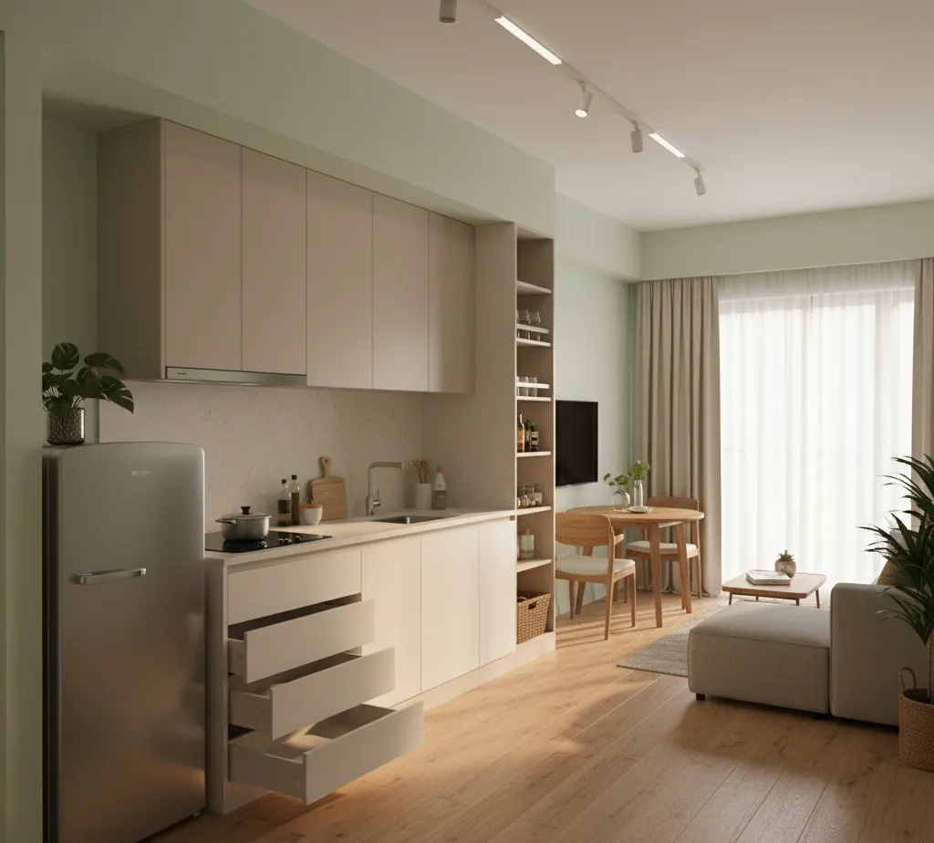 Straight Line Kitchen Design for Studio Apartments